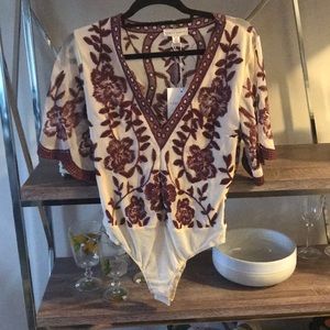 Embroidered Bodysuit - Honey Punch- Size Medium